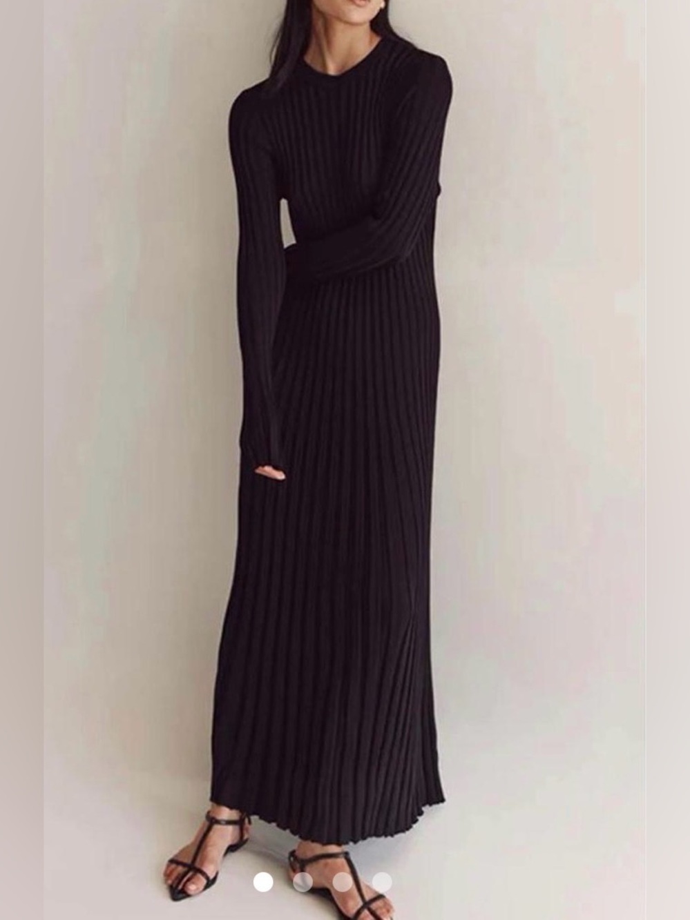 Dissh Ada Midi Dress Stone Long Sleeve, Ribbed Knit, Stretch Dress, Size S